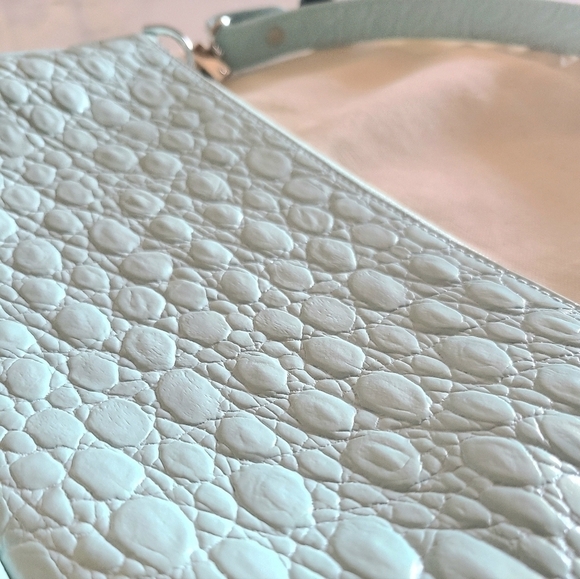 BY FAR Rachel Croco Embossed Leather Shoulder Bag, Blue, NWT - Picture 11 of 16